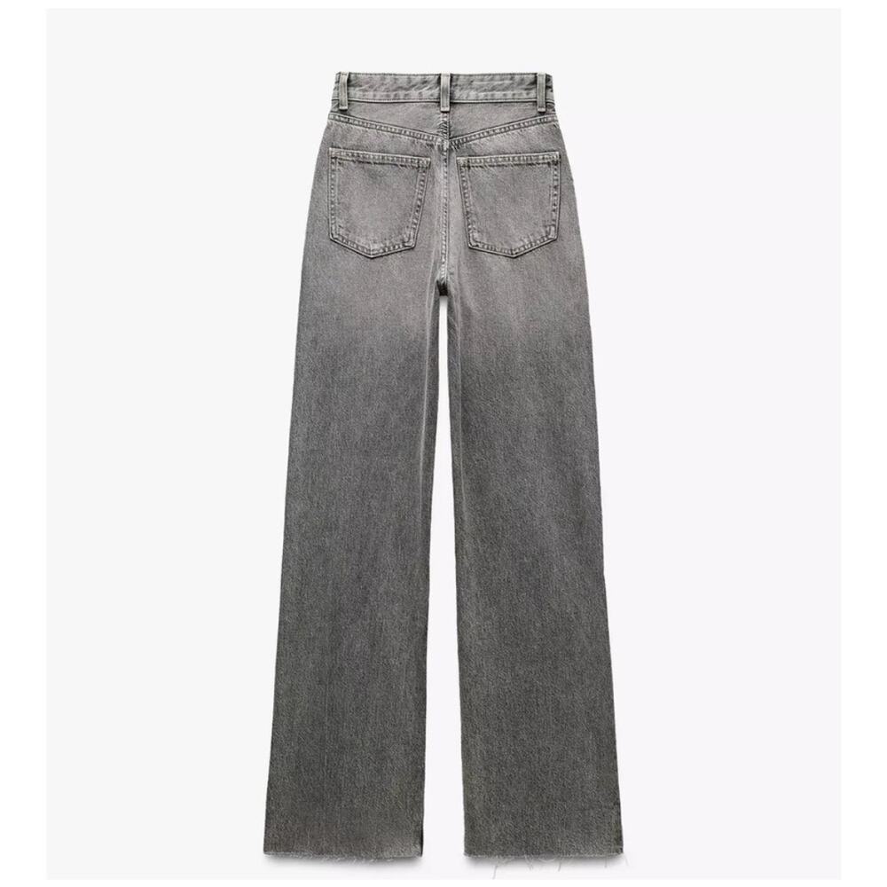 Zara Wide Leg High Rise Denim Jeans in Gray Washed - Picture 4 of 15